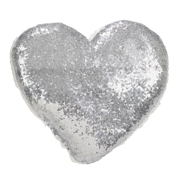 Saro Lifestyle SARO 1607.S1314B 13 x 14 in. Rectangle Heart Sequin Pillow with Poly Filled  Silver 1607.S1314B